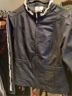 SO Casuals Dark Navy Zip Jacket with Braided Trim
